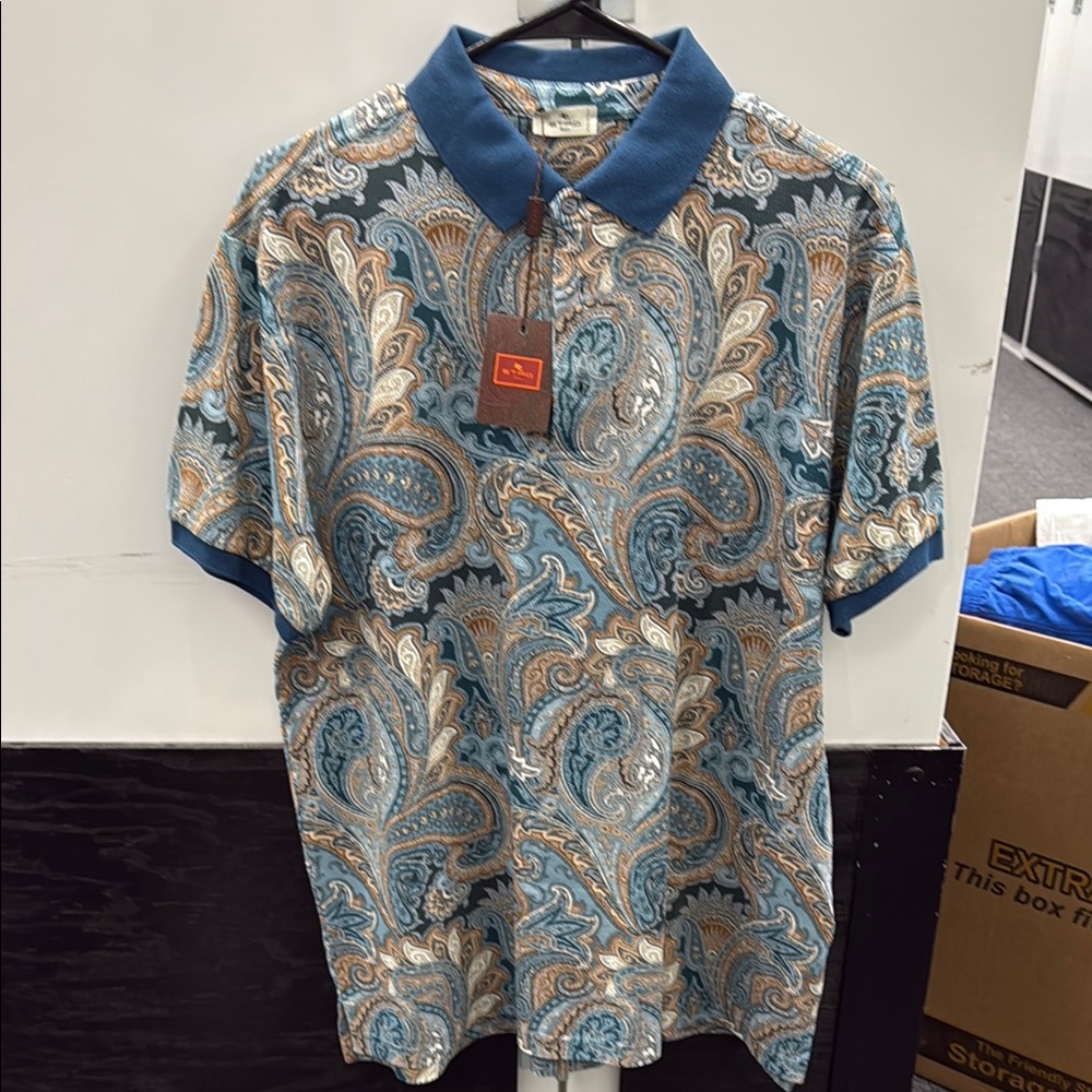 Men’s Etro blue paisley shirt
